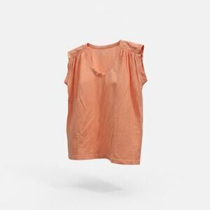 LOFT Women’s Peach Sleeveless Blouse Size Small Smocked Shoulder Top